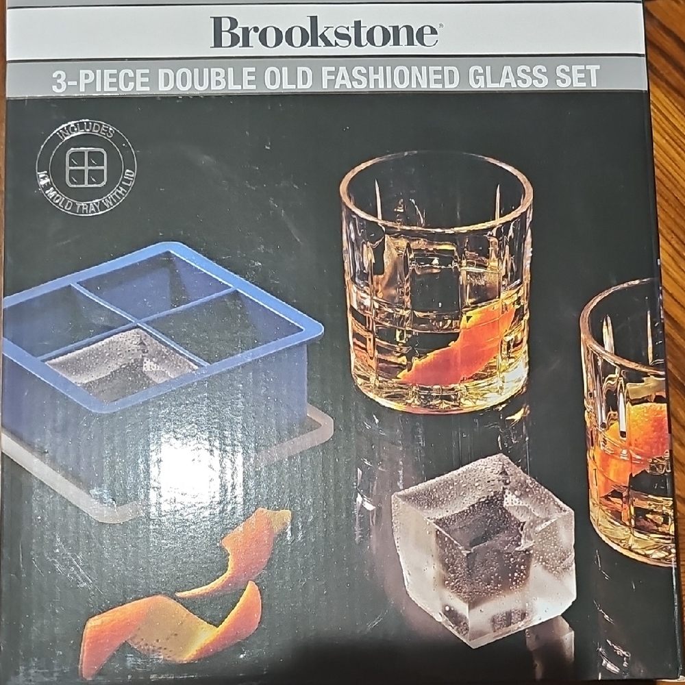 Brookstone Whiskey Glass Set with Ice Mold